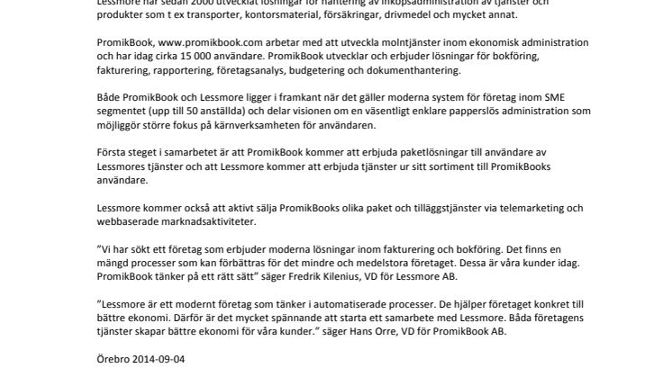 PromikBook och Lessmore inleder strategiskt samarbete
