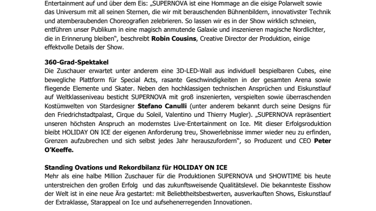 HOLIDAY ON ICE kommt mit Erfolgsshow SUPERNOVA – A journey to the stars nach Trier
