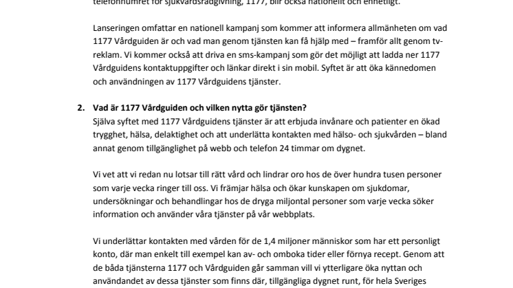 Frågor och svar om 1177 Vårdguiden