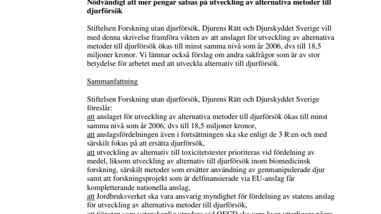 Skrivelse till jordbruksdepartementet 14 mars 2008