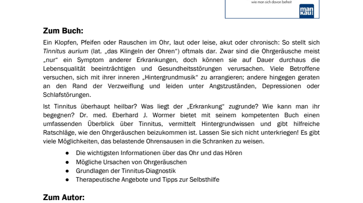 Waschzettel Wormer Tinnitus
