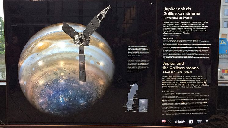 Jupiters upplysta informationstavla.
