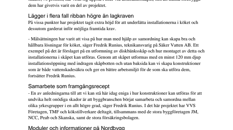 Vattensäkra lösningar för kök visas på Nordbygg