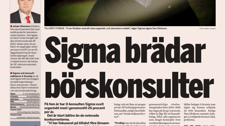 Sigma brädar börskonsulter