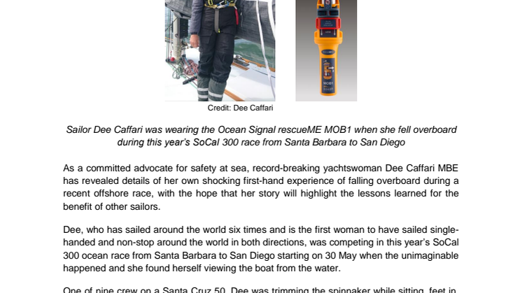 Dee Caffari Reveals her Man Overboard Ordeal in Bid to Raise Safety at Sea Awareness for Fellow Sailors