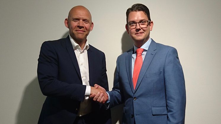 Mikael Bäckström, Co-Founder till ImagineCare och David Österlindh, Affärsområdeschef e-hälsa Sigma IT Consulting ser fram emot att tillsammans skapa digital vård i världsklass.  