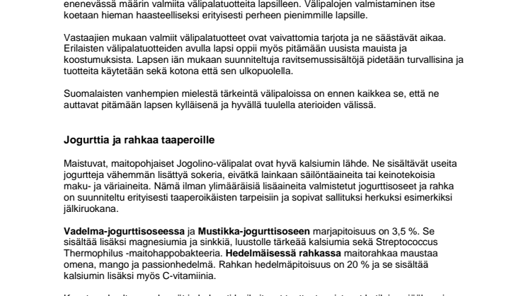Maistuvilla maitopohjaisilla Jogolino-uutuuksilla voi herkutella hyvällä omallatunnolla