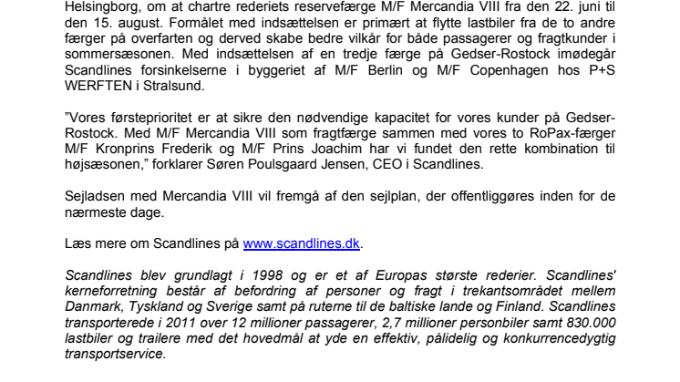 Mercandia VIII som ekstra færge på Gedser-Rostock