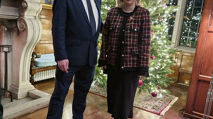 Victoria Braathen, NSC UK Director with Andrew Crook, NFFF President at Norwegian Embassy in UK