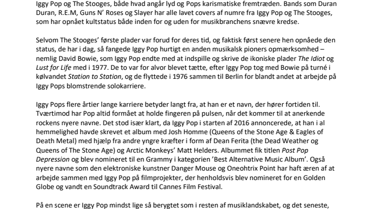 Rockikonet Iggy Pop kommer til Danmark