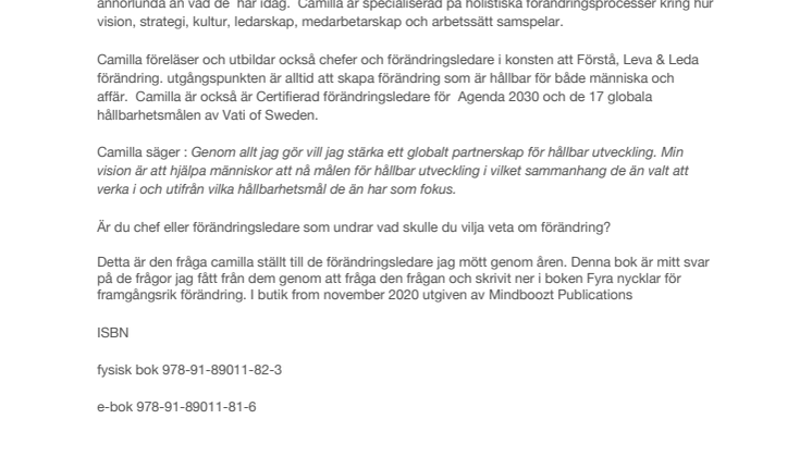 Camilla Person ger ut bok om framgångsrik förändring 