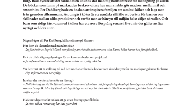 Varför fick münchmedia förtroendet att ge ut Gastros kokbok för unga kockar?