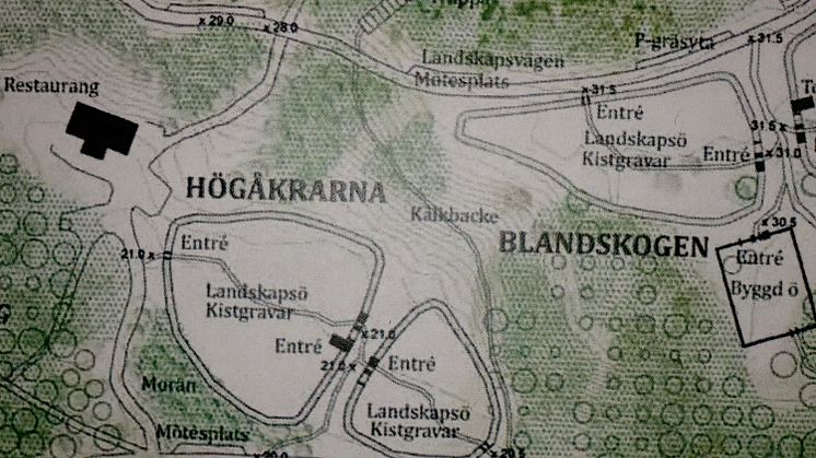 Alla plana ytor på Granholmstippen utnyttjas av den planerade begravningsplatsen i Järva. "Kälkbacken" går inte att använda (detalj från kyrkogårdsförvaltningens gestaltningsprogram).