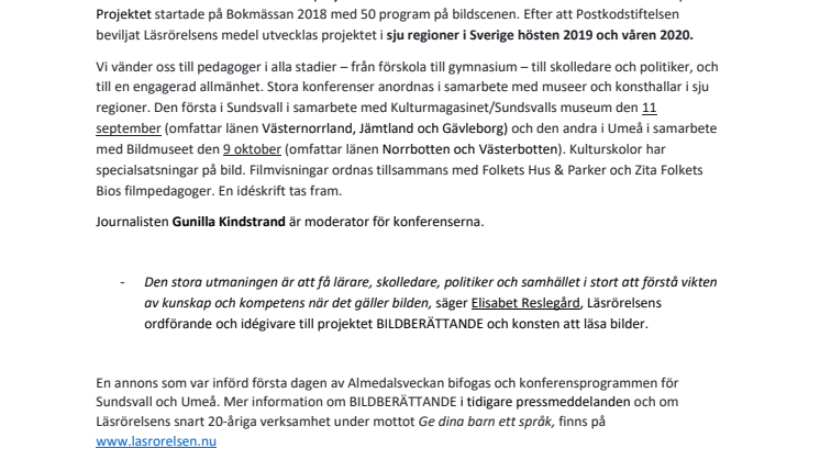 Konferensprogrammen klara för BILDBERÄTTANDE i Sundsvall och i Umeå 
