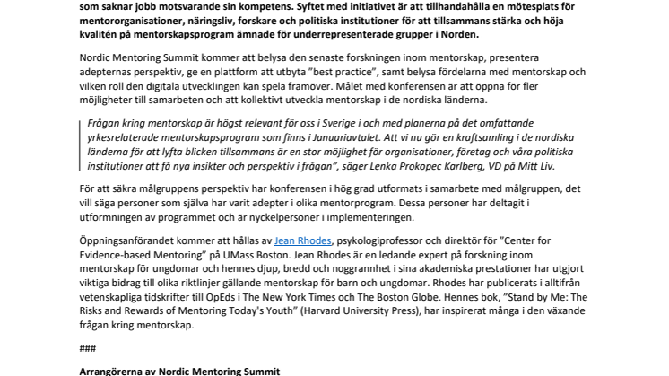 Nordic Mentoring Summit: Ny mötesplats ska stärka mentorskapsinitiativ i de nordiska länderna