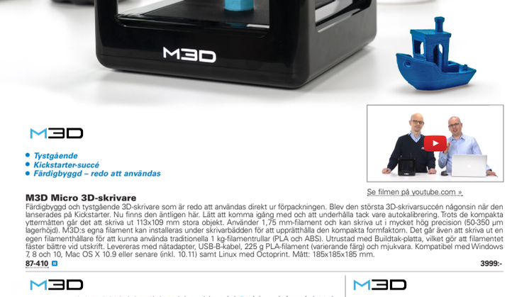 Produktsida om M3D Micro