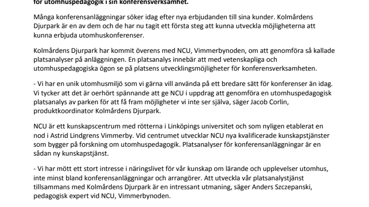 NCU Vimmerby utvecklar Kolmården med hjälp av utomhuspedagogik