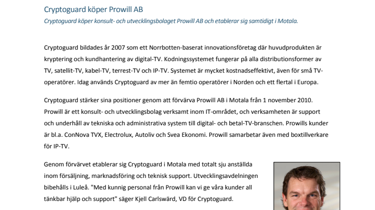 Cryptoguard köper Prowill AB