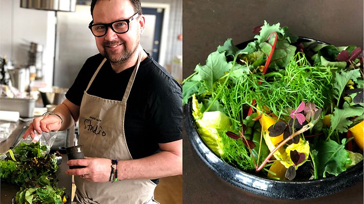 Magnus Lindström, mångkunnig matkreatör, Årets kock-vinnare och ägare av swedish taste, firar örterna varje dag året om.