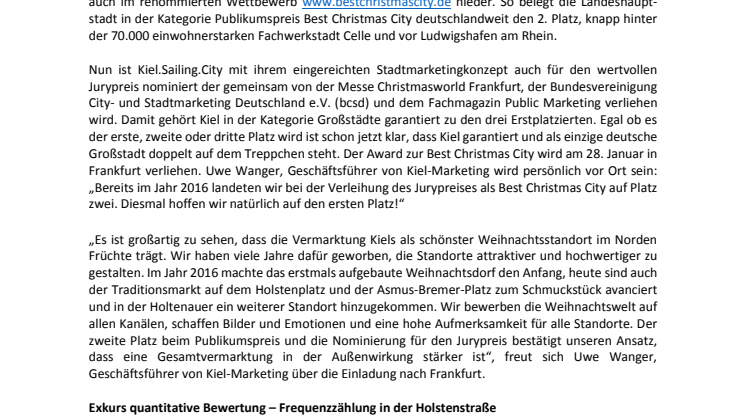 Kiel - nominiert für den Award Best Christmas City Deutschland 2018