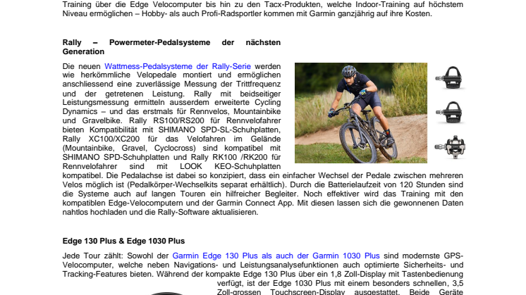 Garmin Produkt-Portfolio für Radsportbegeisterte