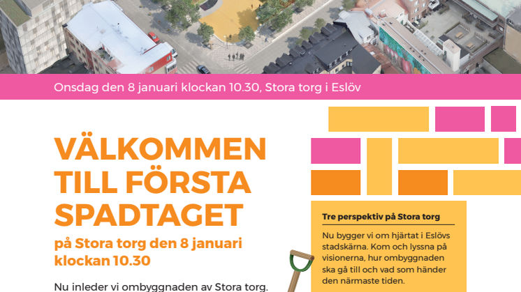 Inbjudan första spadtaget på Stora torg 8 januari 