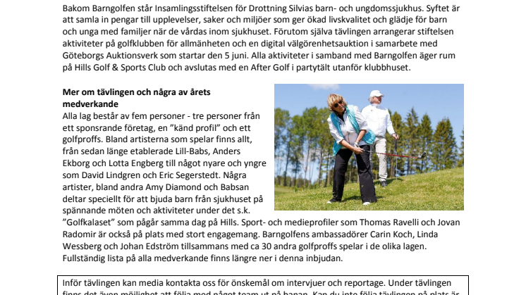 Välkommen till Barngolfen den 12 juni - Sveriges största välgörenhetsgolftävling 