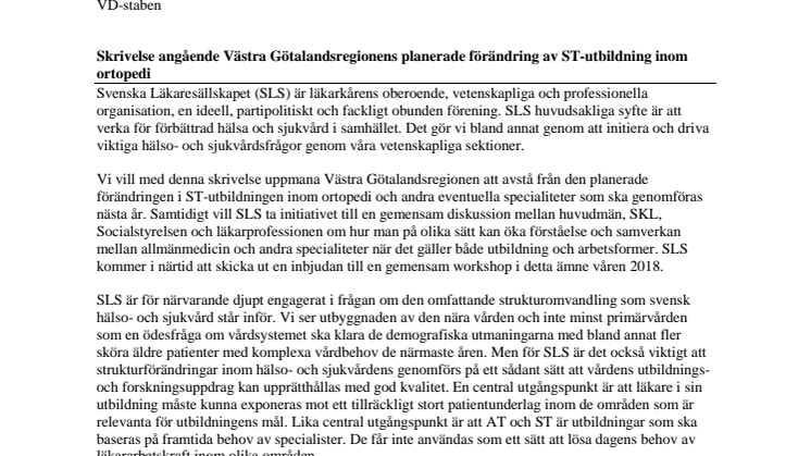 ST-utbildningen ska inte användas för att lösa behovet av läkararbetskraft 