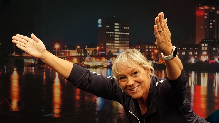 Sofia Åhman gymmar på kaj