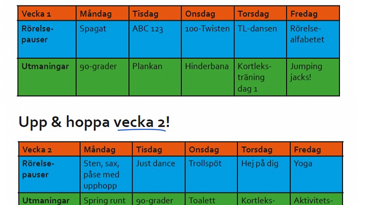 Aktivitetsplan: Upp och hoppa hemma med Trivselprogrammet! 