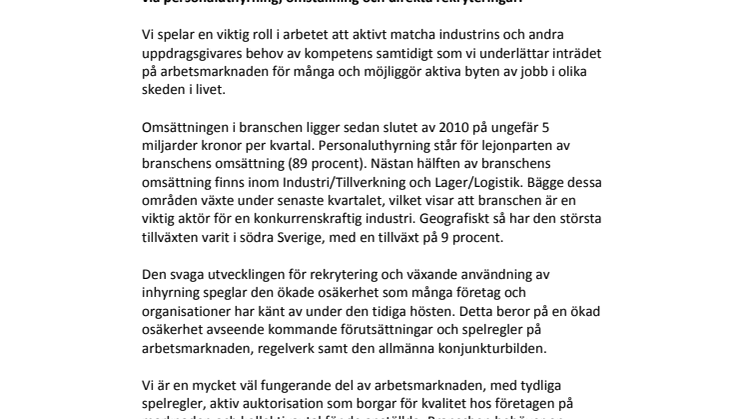 Bättre matchning stärker arbetsmarknaden - Bemanningsindikatorn Q3 2014