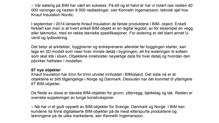 Knauf Insulation i BIMobject – suksessen som vokser