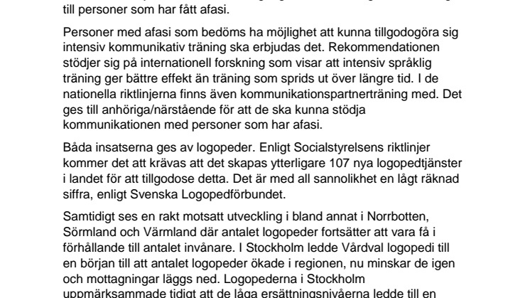 Nya riktlinjer för afasi kräver fler logopeder