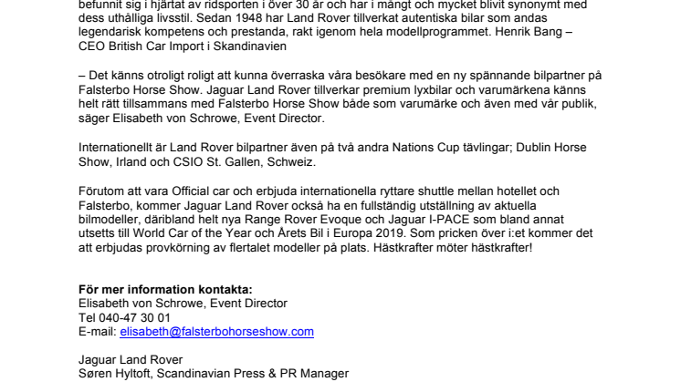 Premiär för Land Rover på Falsterbo Horse Show