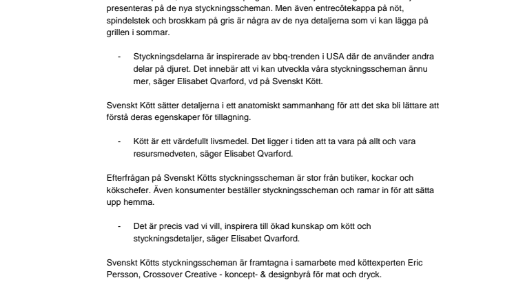 Nya detaljer på styckningsscheman från Svenskt Kött 