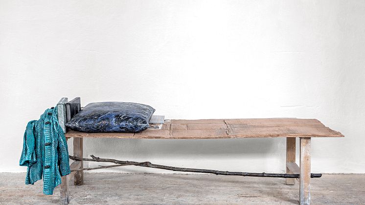 'Bench' is one of two works created by this year's sculptor at Kistefos, Tatiana Trouvé. Photo: Vegard Kleven.
