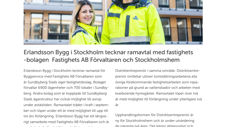 Erlandsson Bygg tar hem två viktiga ramavtal