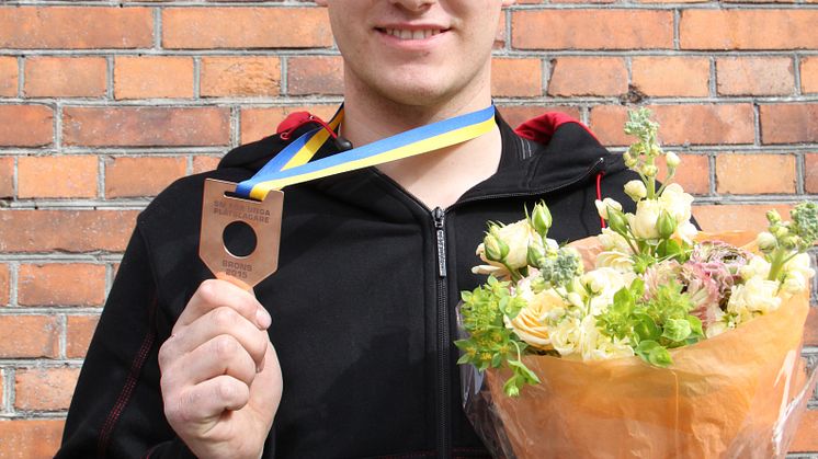 Final i SM för unga plåtslagare 2015: 3:e placerade Albin Ählman, Ebersteinska gymnasiet, Norrköping.