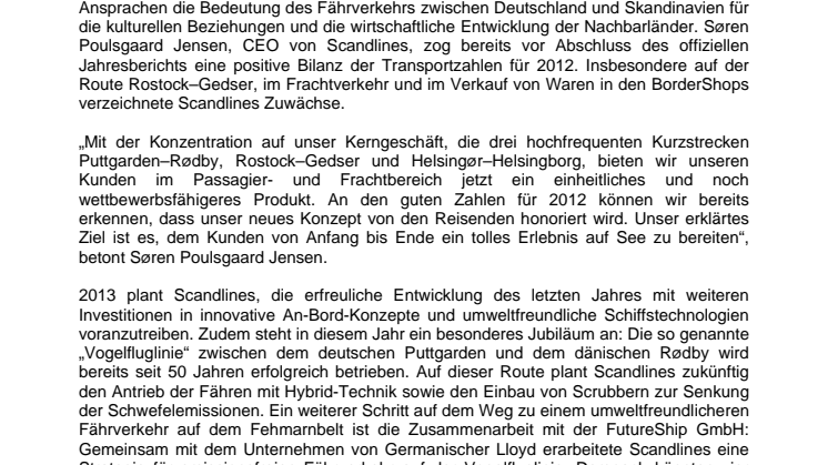 Reederei Scandlines zieht zum Neujahrsempfang positive Bilanz