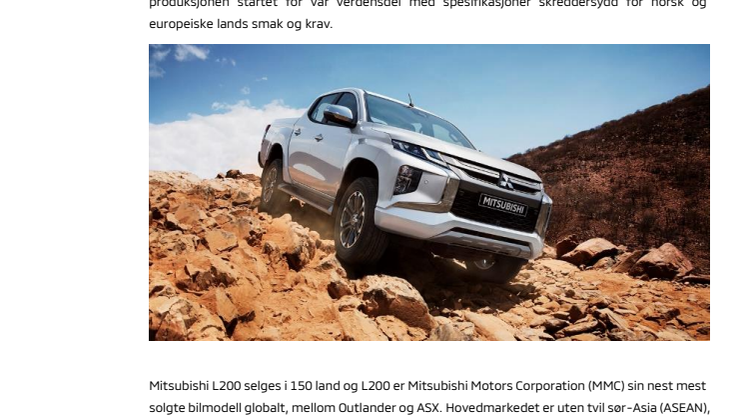 Helt ny Mitsubishi L200 kommer til høsten