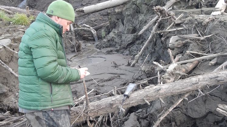 Dr Paul Mann taking samples of permafrost