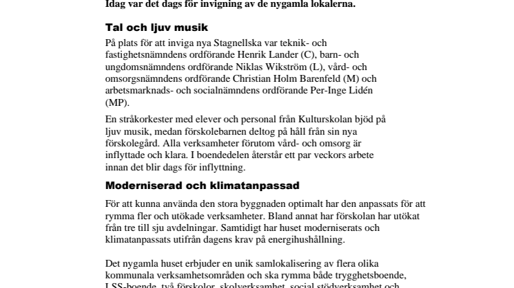 Unik samlokalisering på nya Stagnellska