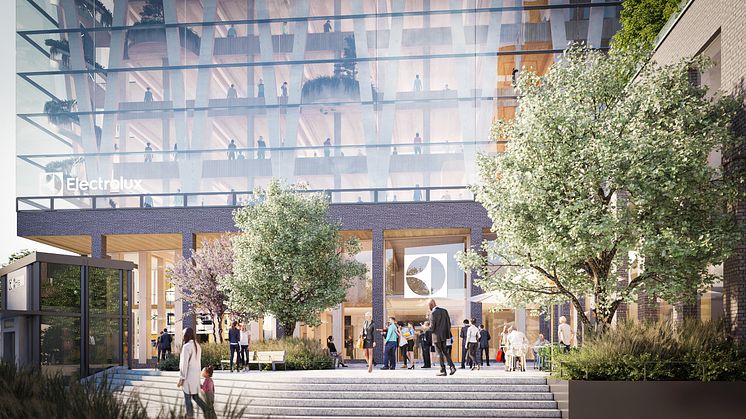 Den första byggetappen omfattar tillbyggnad av ca 8000 kvadratmeter kontor som också inkluderar coworking-ytor, café, restaurang och träningsanläggning med pool, butiker med mera. Dessutom ett hundratal bostäder. Bild: Archus Arkitektur