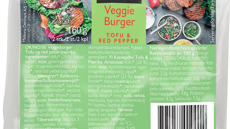 Urtekram Veggie Burger Tofu & Red Pepper