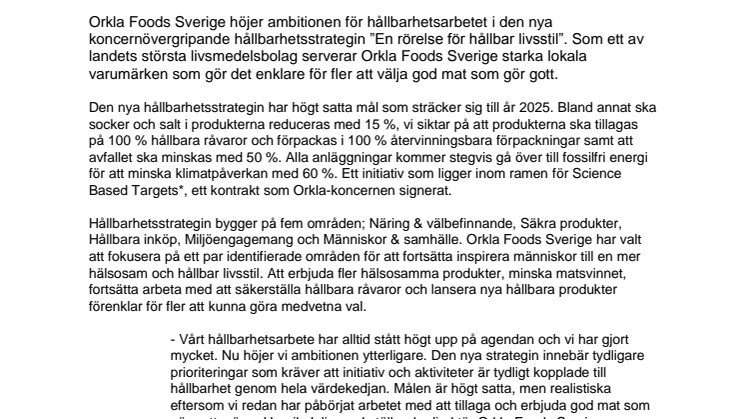 Orkla Foods Sverige höjer ambitionen och serverar en ny hållbarhetsstrategi  