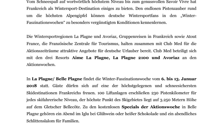 Winter-Faszinationswochen in Frankreich erleben
