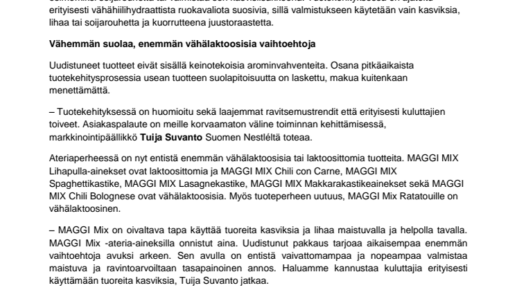 MAGGI Mix -tuoteperhe kasvaa ja uudistuu