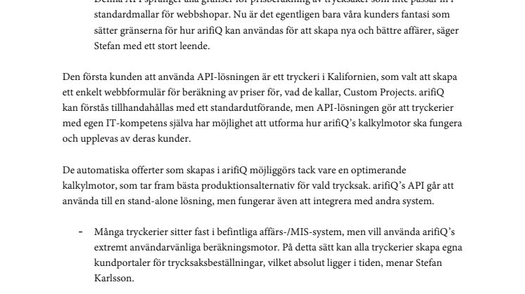 ​arifiQ släpper API för sin kalkylmotor