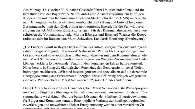 Absichtserklärung zu Geothermie in Markt Schwaben unterzeichnet