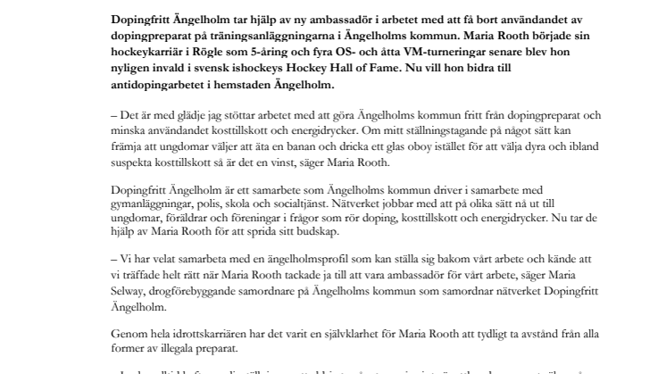 Före detta hockeyproffs ny ambassadör för antidopingarbetet i Ängelholm 
